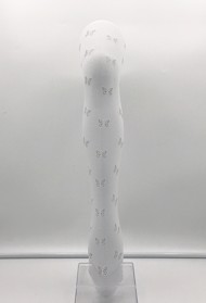 Børnestrømpebukser i nylon, hvid med små sommerfugle i sølv